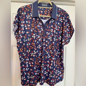 XL Callaway Floral Gray/Navy Polo